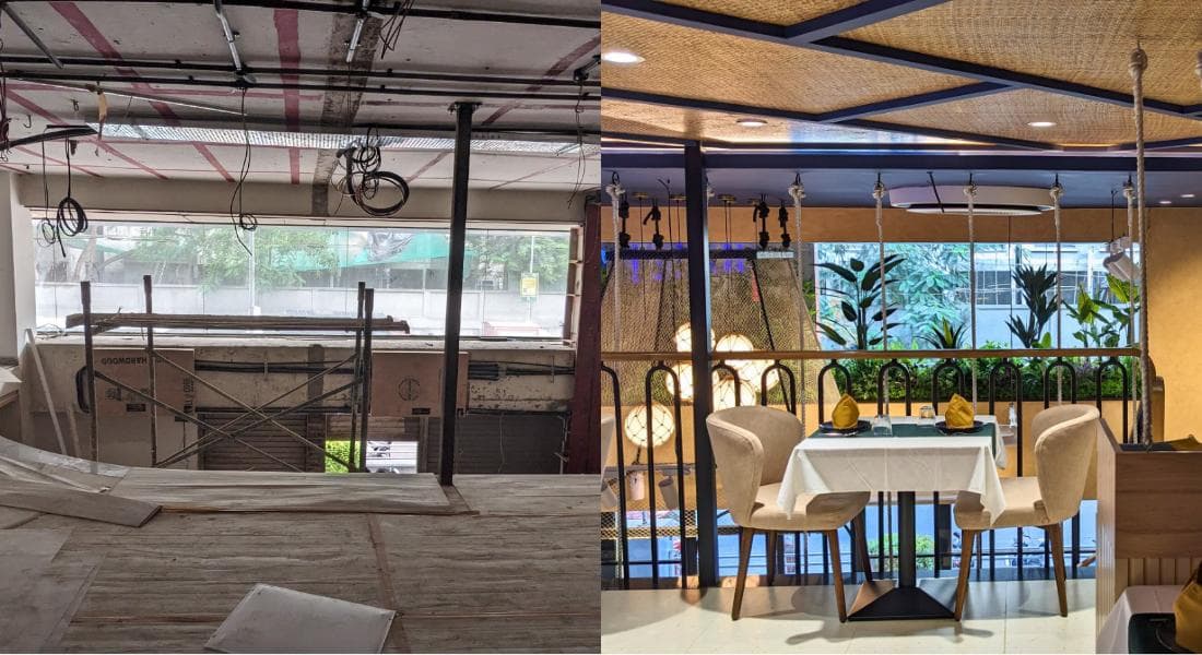 Restaurant interior with booth seating and warm wood finishes