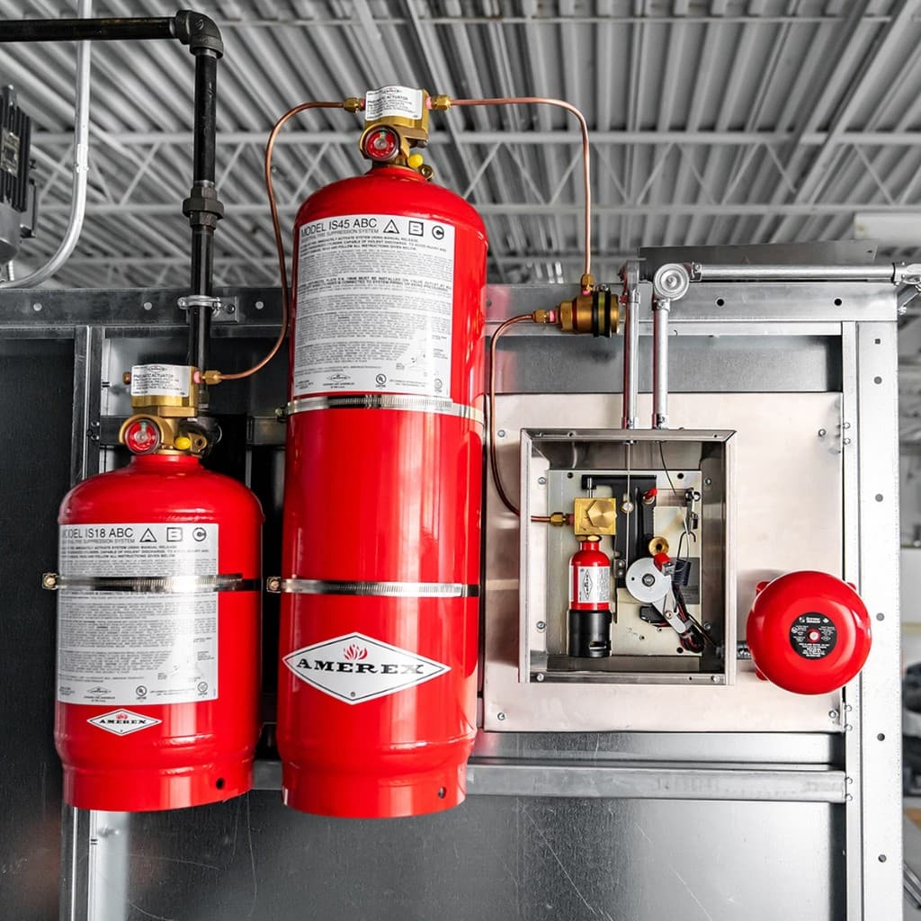 Amerex commercial kitchen fire suppression tanks and control system