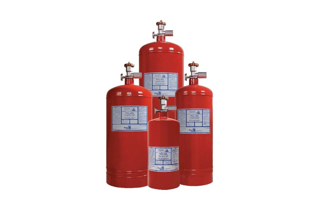 Pyrochem Kitchen Knight II fire suppression cylinders in multiple sizes