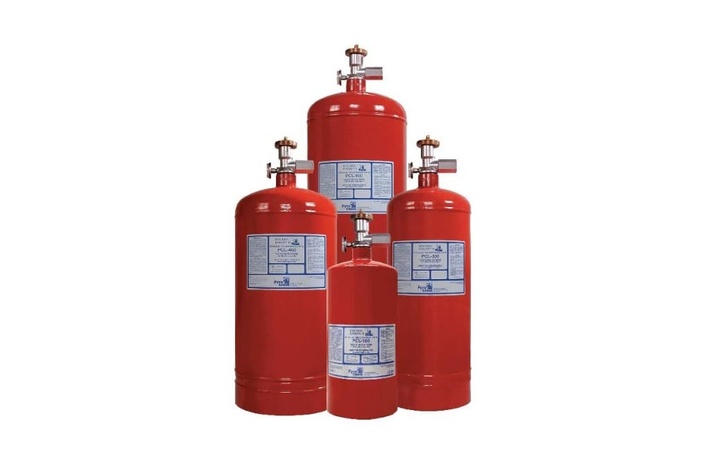 Pyrochem Kitchen Knight II fire suppression cylinders in multiple sizes