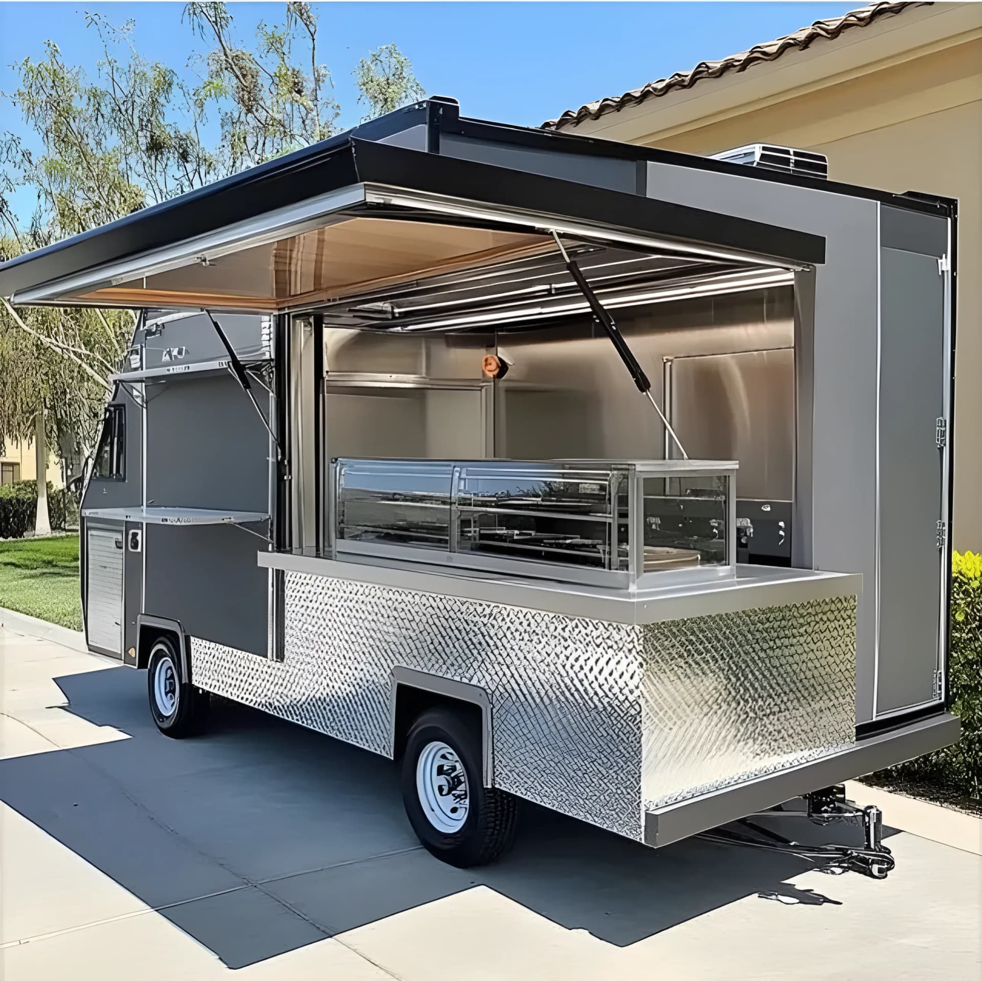 Food truck with open service window