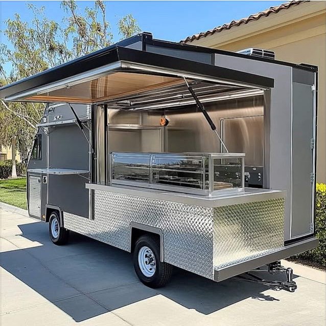 Modern food truck with open service window